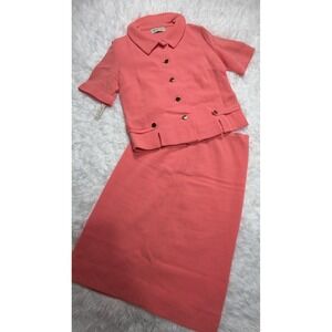 Rare! Vintage 1960s 2 Piece Skirt Suit Set Wool Pink STILL HAS ORIGINAL TAGS!!